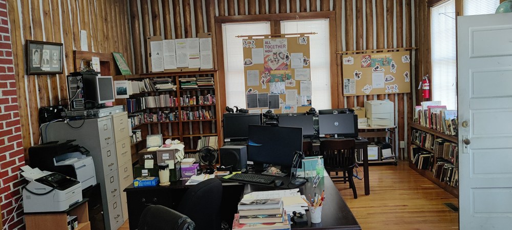 Main Library Room with shelves of books 